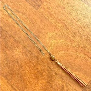Brown Leather Tassel Necklace